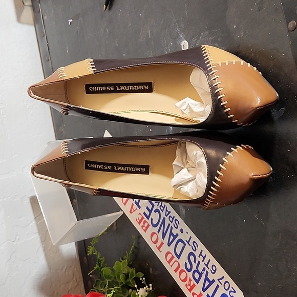 CHINESE LAUNDRY Leather Patchwork Thick Stich Detail Leather Heel 7M - Picture 6 of 10